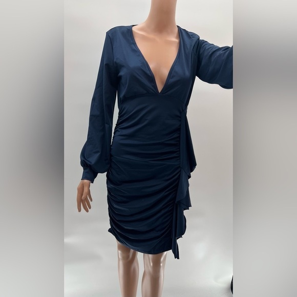 Midnight Blue Rouched Dress (NWOT) M - Picture 3 of 10
